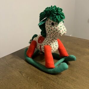 Vintage handmade Christmas themed fabric rocking horse
